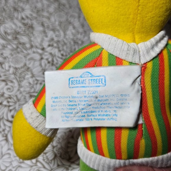Vintage Bert Muppet Doll Plush Toy Sesame Street 1985 Playskool Hasbro 1980s - Picture 5 of 6
